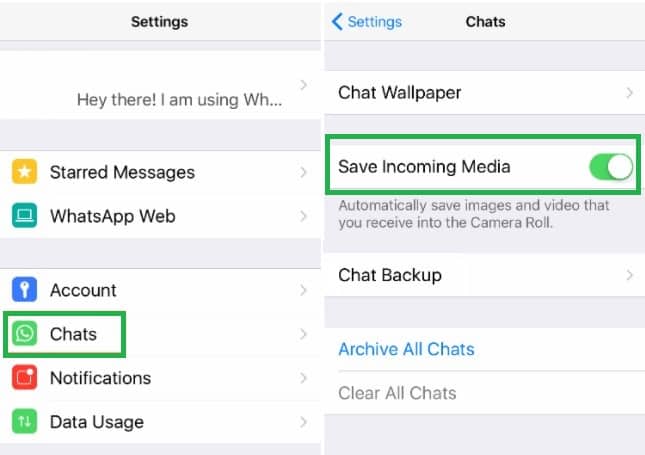 whatsapp photos to save on iphone