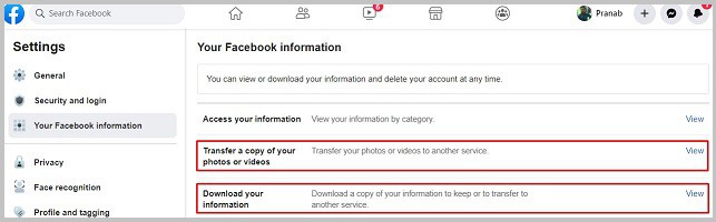 Download Facebook Info