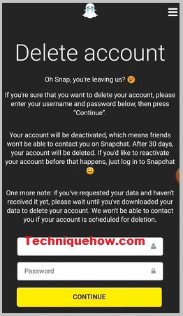 Delete Snapchat account final