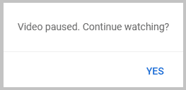 video paused. continue watching - fixed
