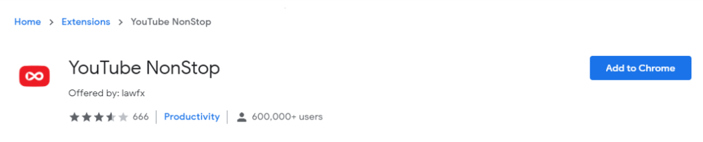 youtube nonstop extension