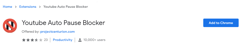 YouTube auto pause blocker extension
