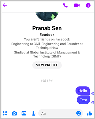 if muted Messenger tick circle
