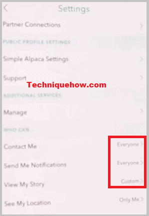 snapchat settings to everyone