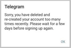 telegram account error