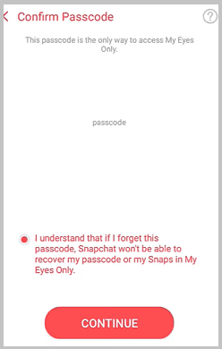 My eyes only passcode forgot