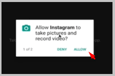allow the permissions instagram