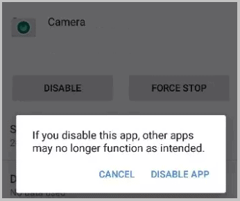 disable camera and enable