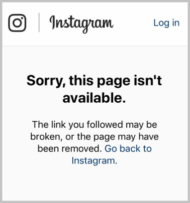 instagram profile not found error