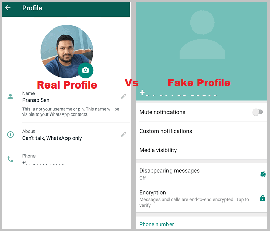 fake whatsapp or real profile