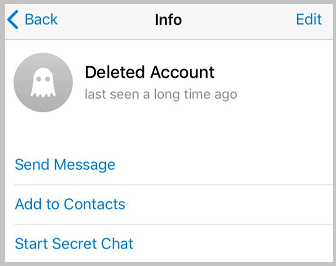 telegram show as deleted account
