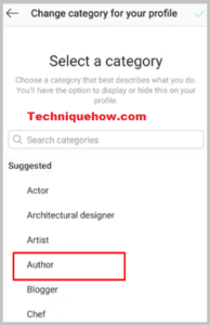 cant change category on instagram