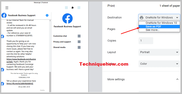 facebook chat in PDF