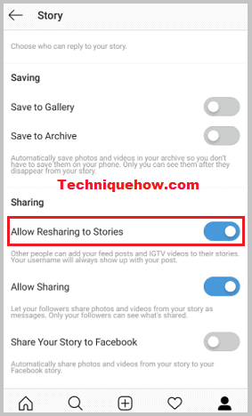 resharing to stories on Instagram
