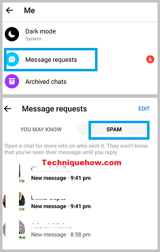 view that message Spam