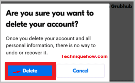 delete account option grubhub