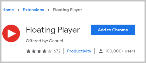 floating player extension