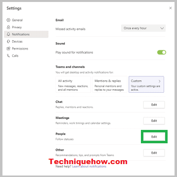 get notified on Microsoft Teams settings