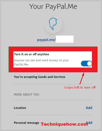 paypal link disable