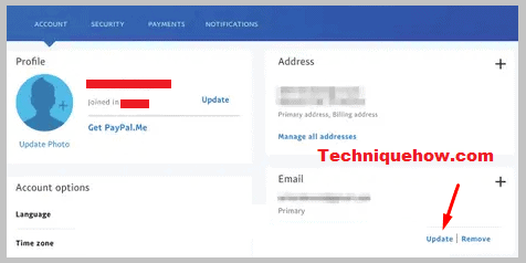 update email paypal