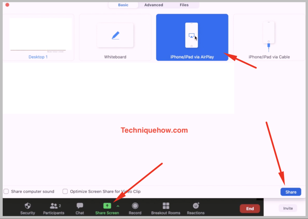 Screen mirror Zoom from ipad