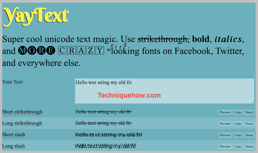 YayText tool for facebook formatting text