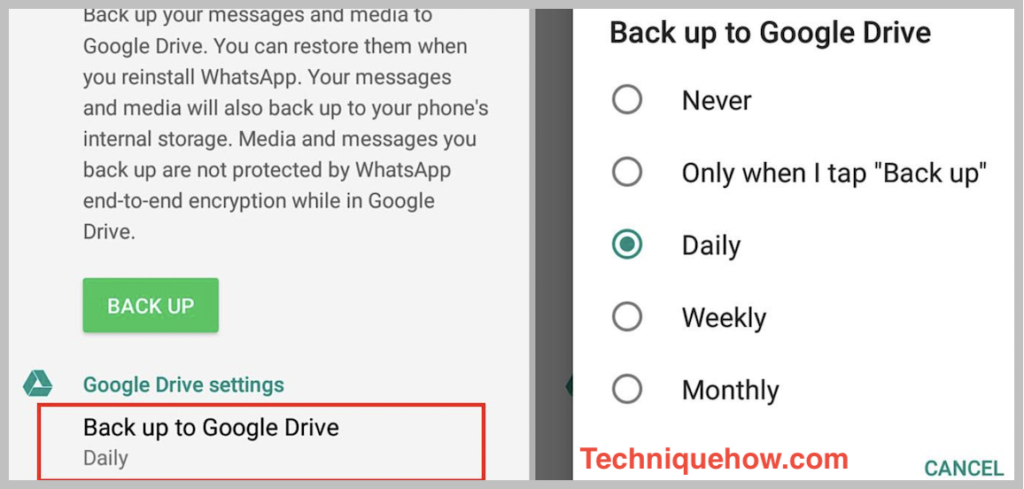 backup whatsapp data to drive