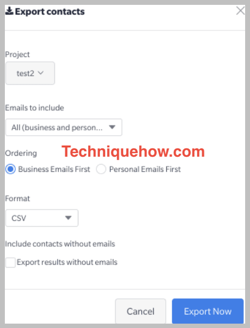 export contacts salesQL