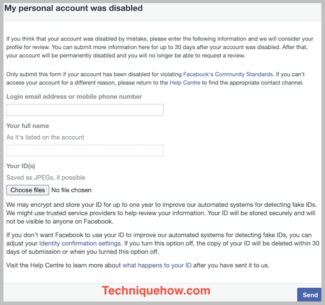 facebook disabled account appeal form