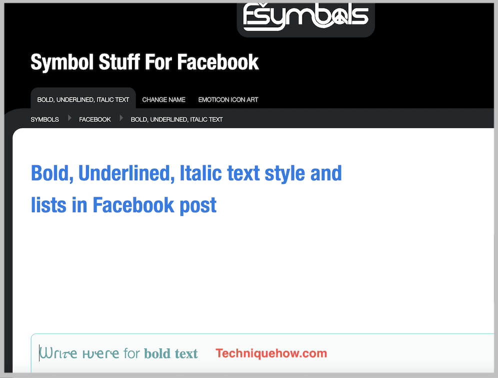 fsymbols tool facebook texts