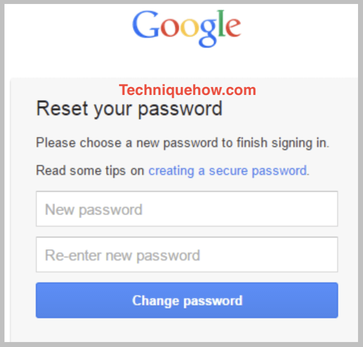 reset google password