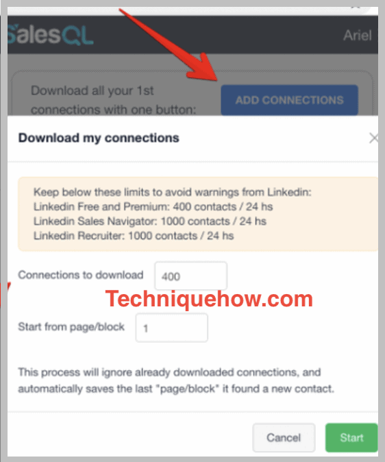 salesql start exporting