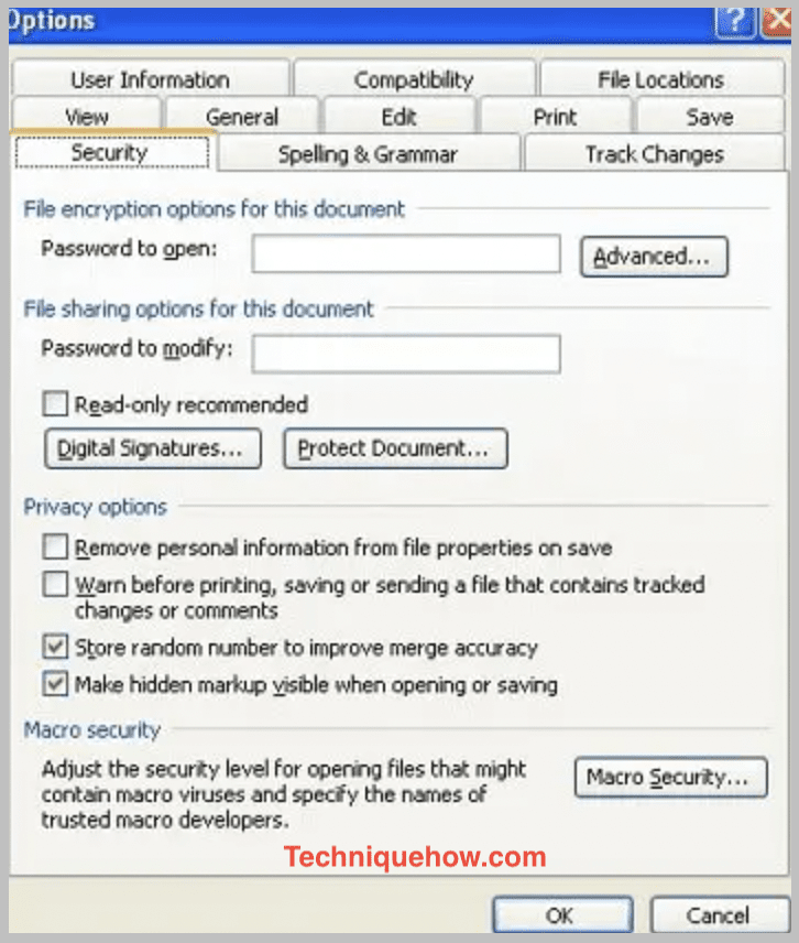 disable password from word doc