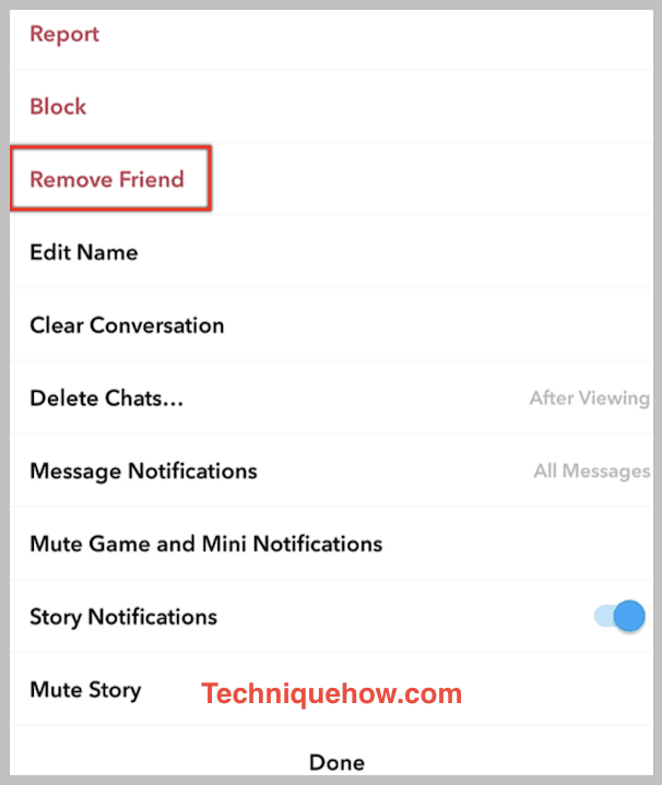 remove friend from snapchat