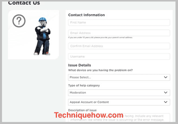 roblox contact form