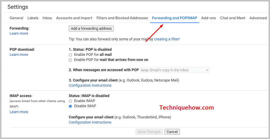 Forwarding and POP IMAP