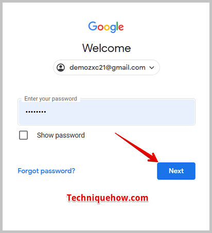 Google account enter your password next button
