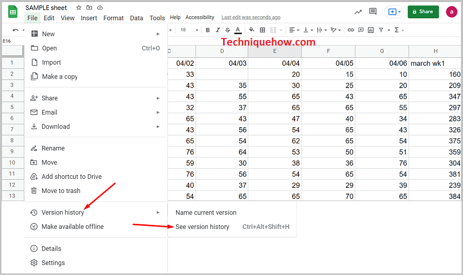 Google doc See version history