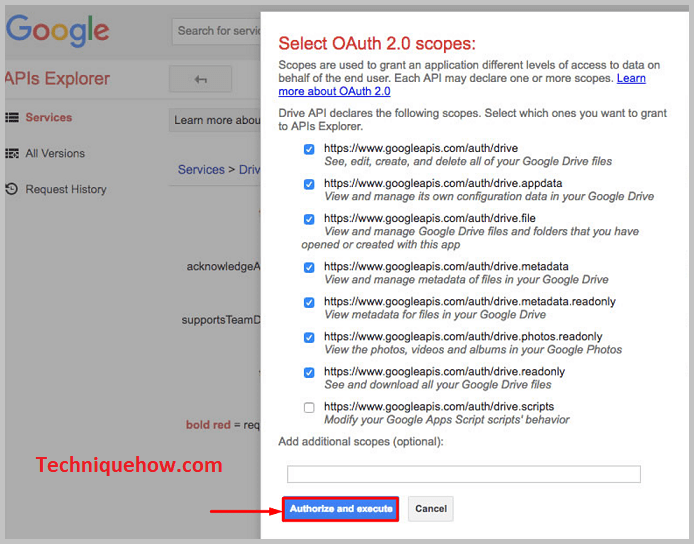 Select OAuth 2.0 Scopes.