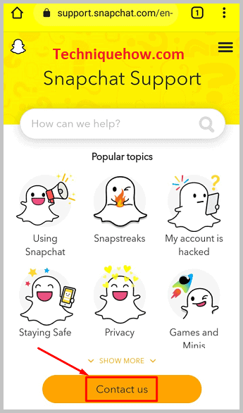 Snapchat Contact Us