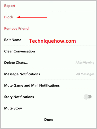 block snapchat user