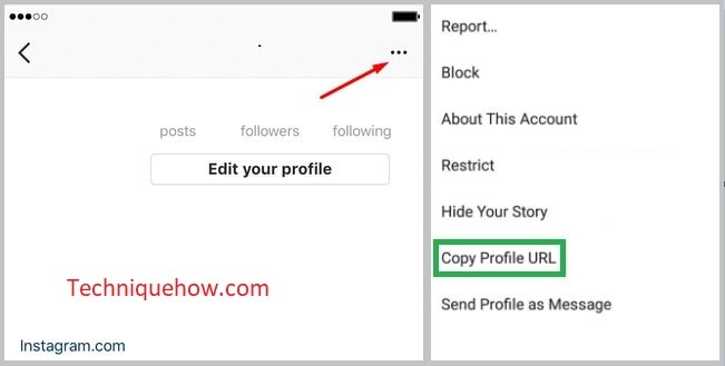 copy instagram profile link on mobile