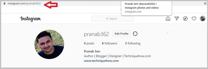 instagram profile link PC