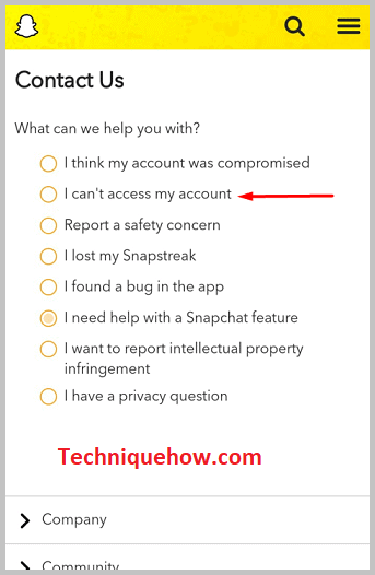 snapchat form to fill up