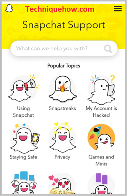 Snapchat support site