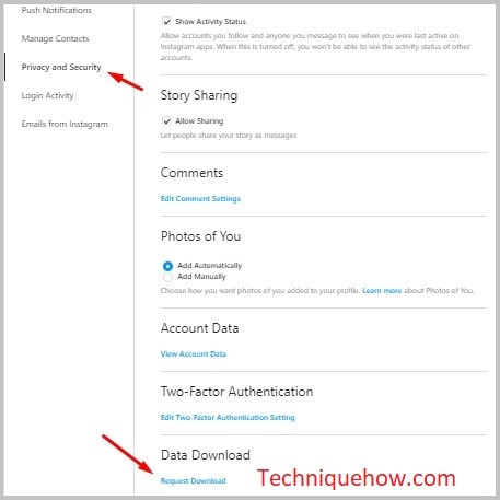 Download Instagram data