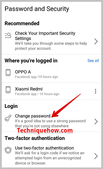 Facebook Change password