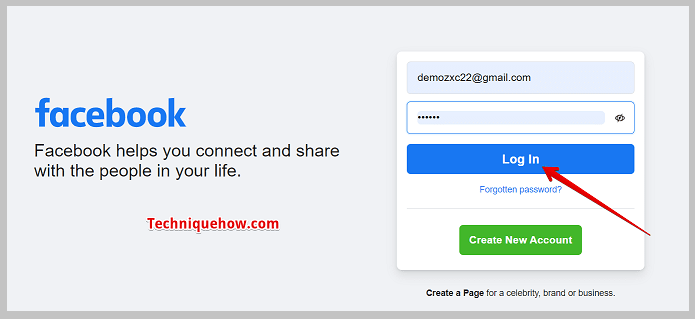 Facebook login account page