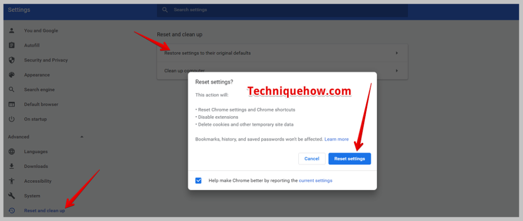Reset Chrome Settings