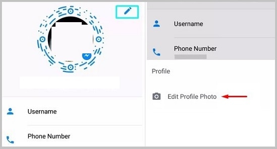 change profile pic android messenger